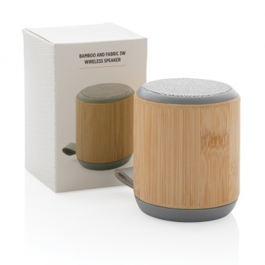 Logotrade Werbegeschenke das Foto: Bambus und Stoff 3W Wireless Speaker