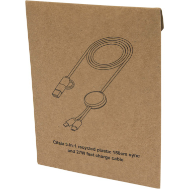 Logotrade Logogeschenke das Foto: Citala 150 cm 5-in-1 Kabel aus recyceltem Kunststoff für Datenübertragung und 27W Schnellladung