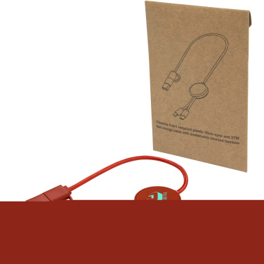 Logotrade Werbegeschenke das Foto: Citala 30 cm 5-in-1 Kabel aus recyceltem Kunststoff für Datenübertragung und 27W Schnellladung