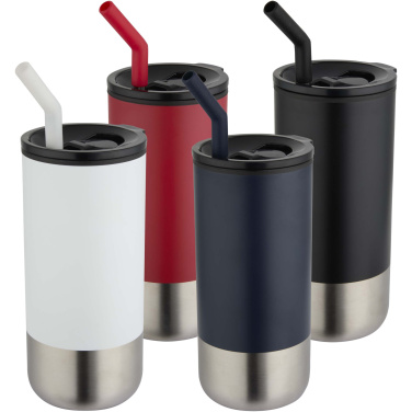 Logotrade Werbeartikel das Foto: Grayson 480 ml RCS recycelter Isolierbecher mit Trinkhalm