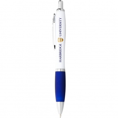 Logotrade promotional item image of: Nash ballpoint pen with white barrel and coloured grip