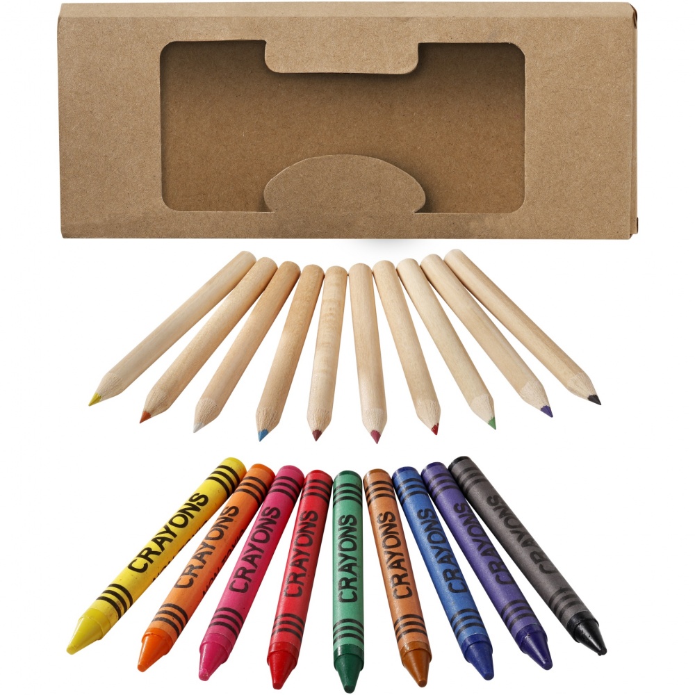 Logo trade promotional gifts image of: Lucky 19-piece coloured pencil and crayon set