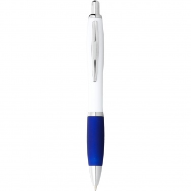 Logo trade promotional gifts image of: Nash ballpoint pen white barrel and coloured grip