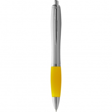 Logo trade promotional products image of: Nash ballpoint pen silver barrel and coloured grip