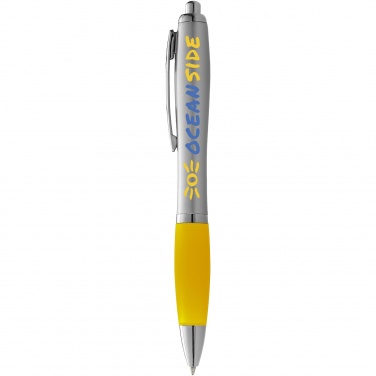 Logo trade business gift photo of: Nash ballpoint pen silver barrel and coloured grip