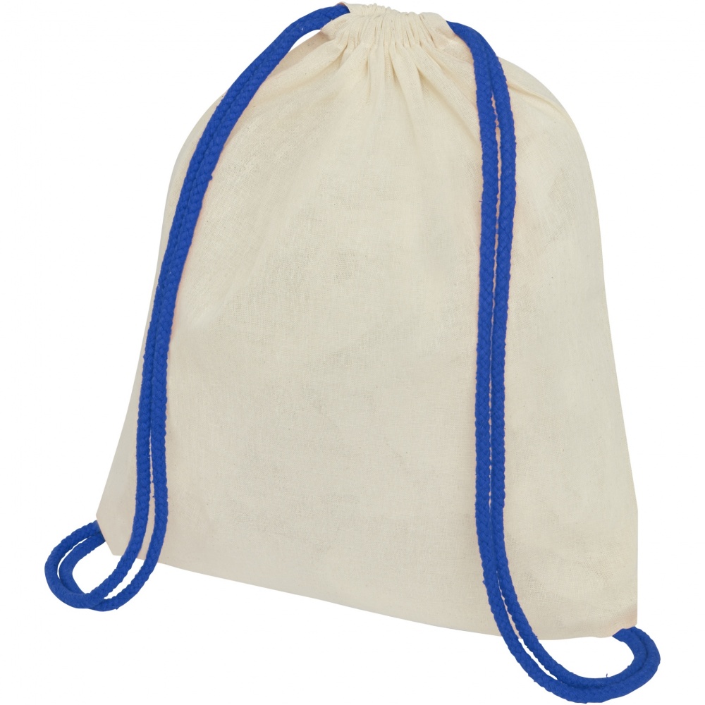Logotrade promotional item picture of: Oregon 100 g/m² cotton drawstring bag with coloured cords 5L