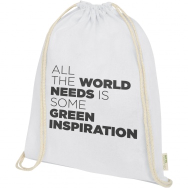 Logotrade corporate gift image of: Orissa 100 g/m² organic cotton drawstring bag 5L