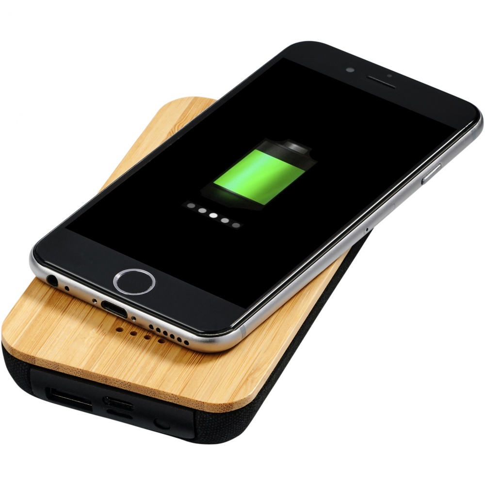 Logotrade promotional giveaway image of: Future 6000 mAh bamboo/fabric wireless power bank