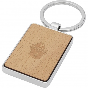 Logo trade promotional items image of: Mauro beech wood rectangular keychain