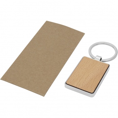 Logo trade promotional giveaways picture of: Mauro beech wood rectangular keychain