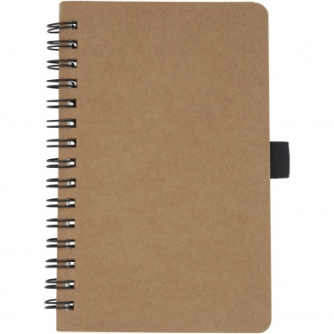 Logo trade promotional items picture of: Cobble A6 wire-o recycled cardboard notebook with stone paper