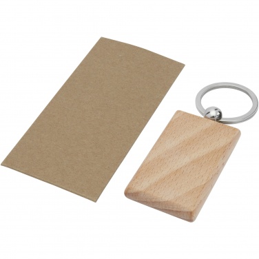 Logo trade promotional gift photo of: Gian beech wood rectangular keychain