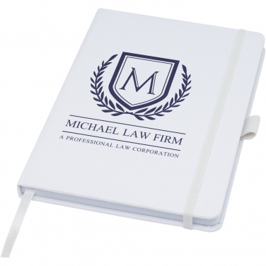 Logo trade corporate gifts image of: Honua A5 recycled paper notebook with recycled PET cover