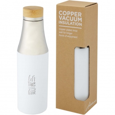 Logo trade promotional items image of: Hulan 540 ml copper vacuum insulated stainless steel bottle with bamboo lid