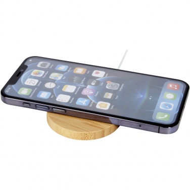 Logo trade advertising products image of: Atra 10W bamboo magnetic wireless charging pad