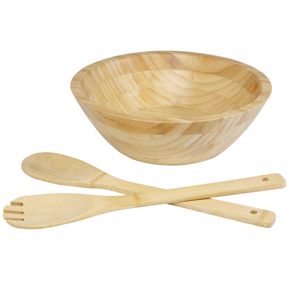 Logo trade promotional items picture of: Argulls bamboo salad bowl and tools