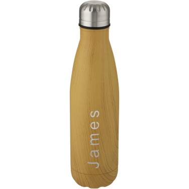 Logo trade promotional giveaways picture of: Cove 500 ml vacuum insulated stainless steel bottle with wood print