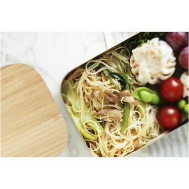 Logo trade promotional merchandise photo of: Tite stainless steel lunch box with bamboo lid