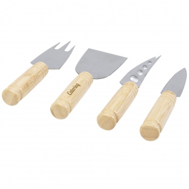 Logo trade promotional items image of: Cheds 4-piece bamboo cheese set