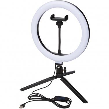 Logo trade promotional items image of: Studio ring light for selfies and vlogging with phone holder and tripod