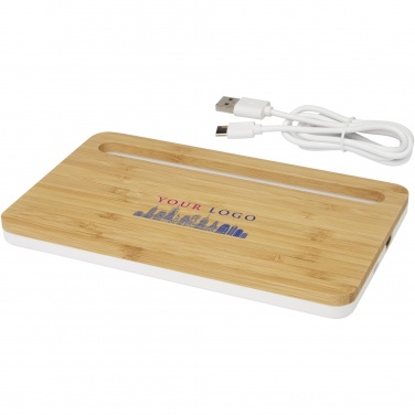Logo trade corporate gifts picture of: Medake 10W bamboo wireless charger