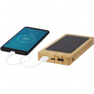 Logotrade promotional item image of: Alata 8000 mAh bamboo solar power bank