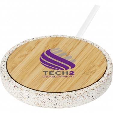 Logo trade promotional merchandise picture of: Terrazzo 10W wireless bamboo charging pad