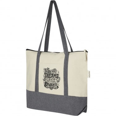 Logotrade promotional item image of: Repose 320 g/m² recycled cotton zippered tote bag 10L