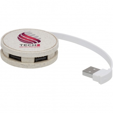 Logo trade business gift photo of: Kenzu wheat straw USB hub