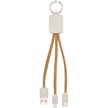 Logotrade promotional gifts photo of: Bates wheat straw and cork 3-in-1 charging cable