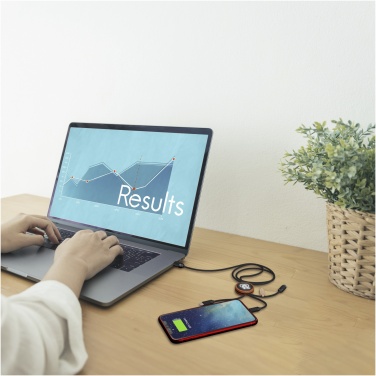 Logotrade corporate gift picture of: SCX.design C36 3-in-1 rPET light-up logo extended charging cable with round bamboo casing