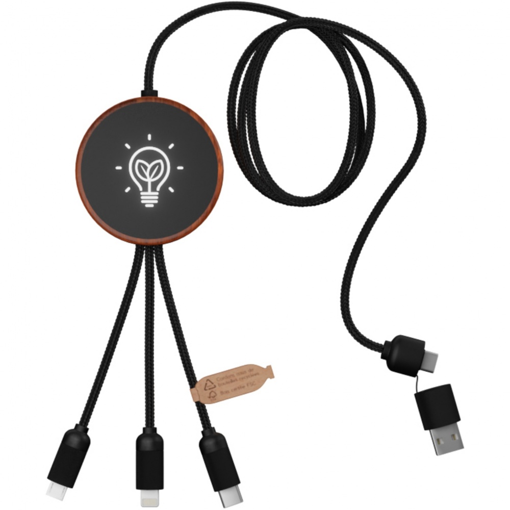 Logotrade promotional merchandise picture of: SCX.design C40 5-in-1 rPET light-up logo charging cable and 10W charging pad