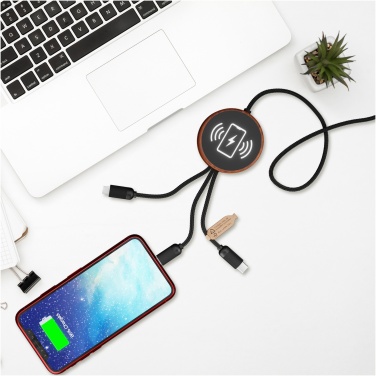 Logo trade promotional products image of: SCX.design C40 5-in-1 rPET light-up logo charging cable and 10W charging pad