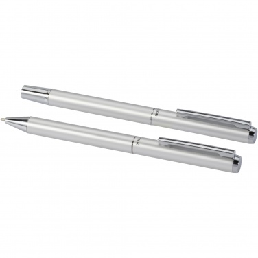 Logo trade promotional item photo of: Lucetto recycled aluminium ballpoint and rollerball pen gift set