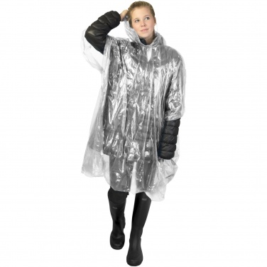 Logo trade promotional item photo of: Mayan recycled plastic disposable rain poncho with storage pouch