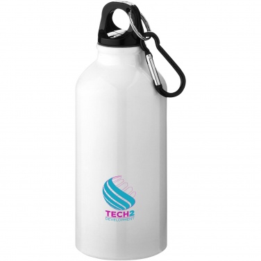 Logo trade promotional giveaways image of: Oregon 400 ml RCS certified recycled aluminium water bottle with carabiner