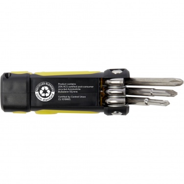 Logo trade promotional merchandise picture of: Octo 8-in-1 RCS recycled plastic screwdriver set with torch