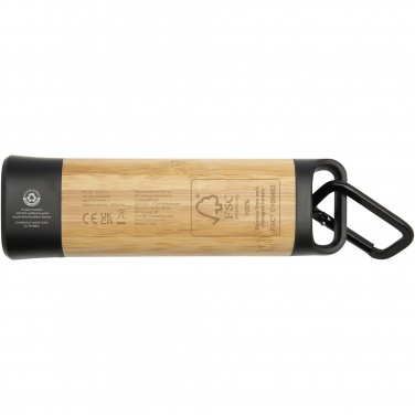 Logo trade corporate gifts image of: Kuma bamboo/RCS recycled plastic torch with carabiner
