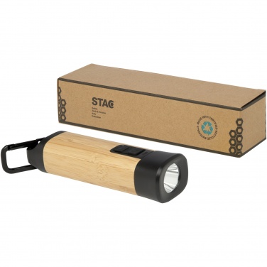 Logotrade business gift image of: Kuma bamboo/RCS recycled plastic torch with carabiner