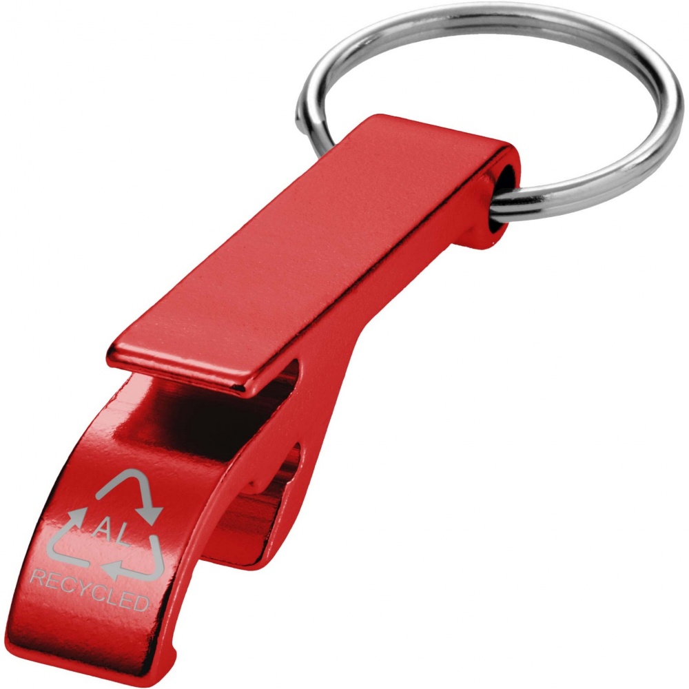 Logotrade corporate gift image of: Tao RCS recycled aluminium bottle and can opener with keychain 