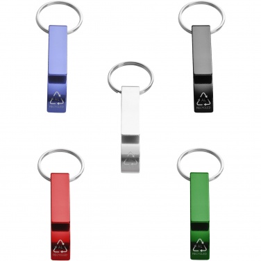 Logo trade promotional gift photo of: Tao RCS recycled aluminium bottle and can opener with keychain 