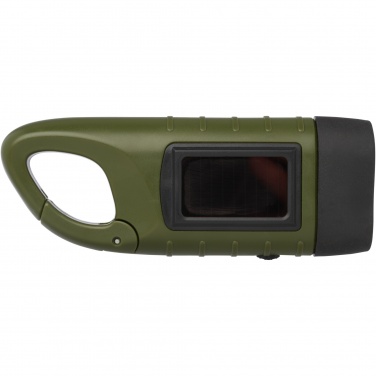 Logo trade advertising products picture of: Helios recycled plastic solar dynamo flashlight with carabiner