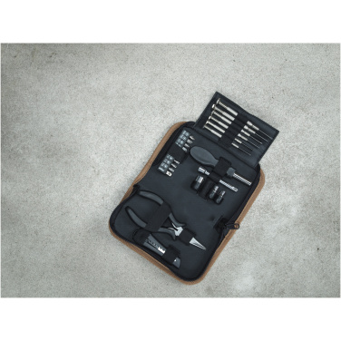 Logo trade corporate gifts image of: Spike 24-piece RCS recycled plastic tool set with cork pouch