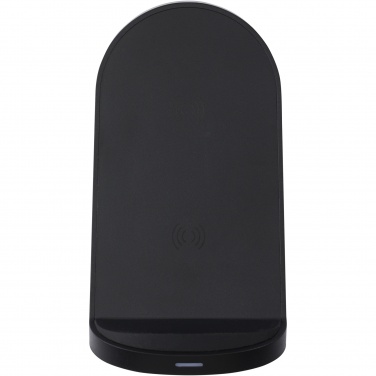 Logo trade advertising product photo of: Loop 15W dual coil RCS recycled plastic wireless charging stand