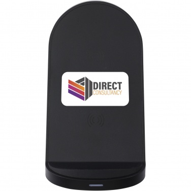 Logo trade advertising products picture of: Loop 15W dual coil RCS recycled plastic wireless charging stand