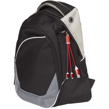 Logo trade promotional item photo of: Metal 4-in-1 recycled aluminium charging cable with keychain