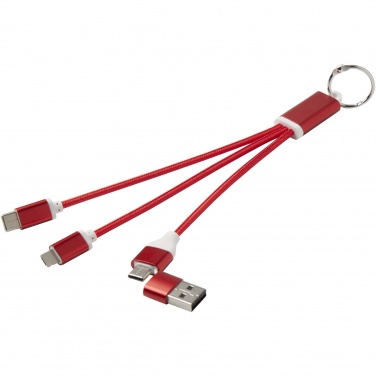 Logotrade promotional item image of: Metal 4-in-1 recycled aluminium charging cable with keychain
