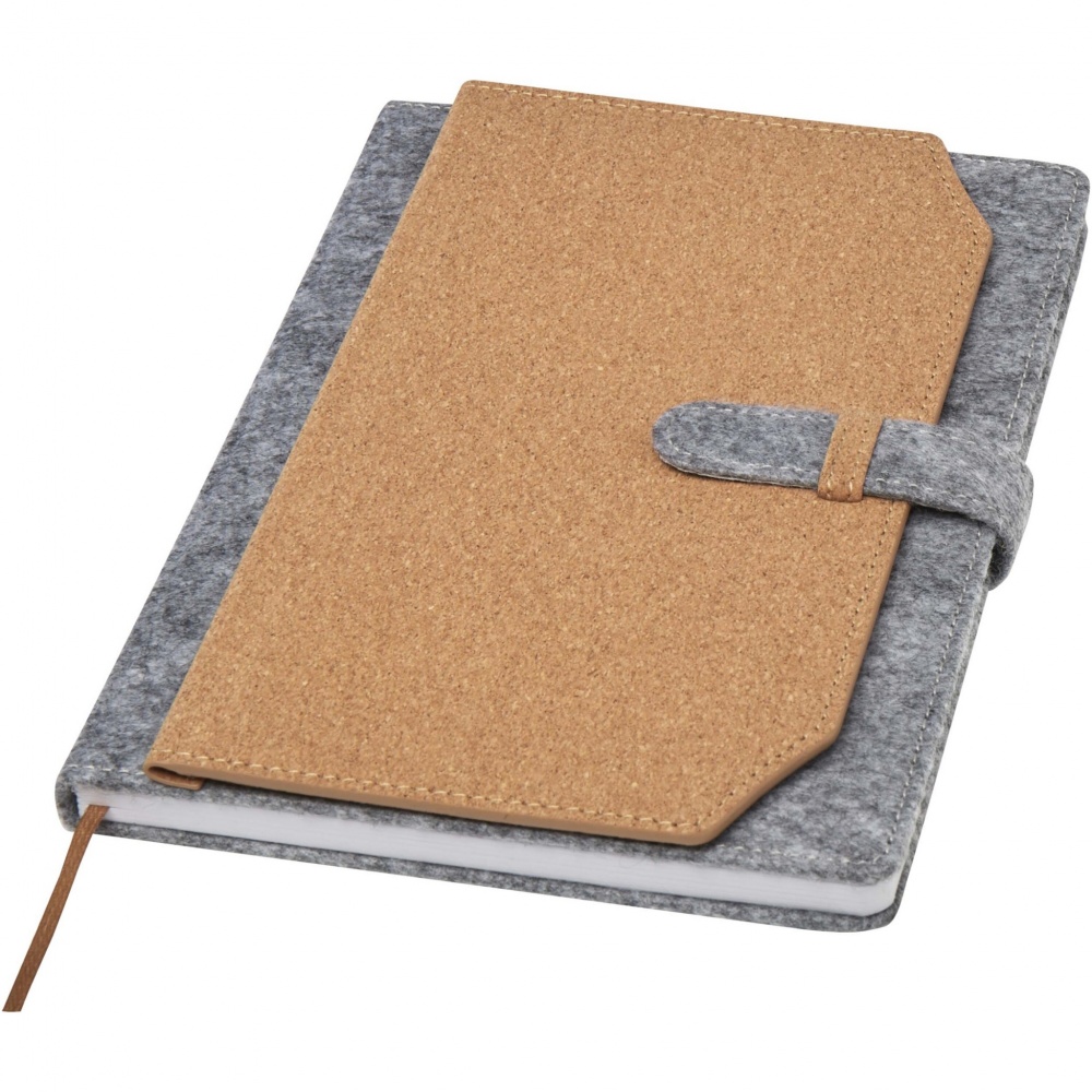 Logo trade corporate gifts picture of: Viviana A5 recycled felt and cork notebook