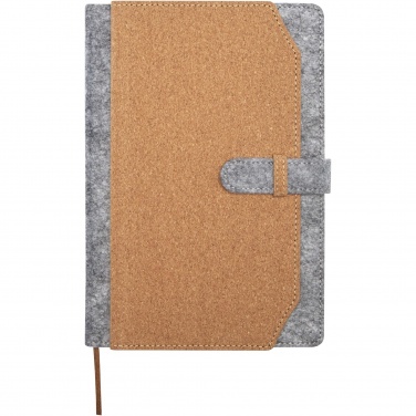 Logotrade promotional product picture of: Viviana A5 recycled felt and cork notebook