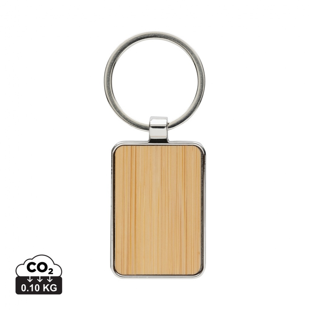 Logo trade promotional products picture of: RCS recycled zinc alloy rectangle keychain with bamboo